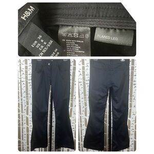 H&M Flared Leg Dress Pants Black Sateen sz 6